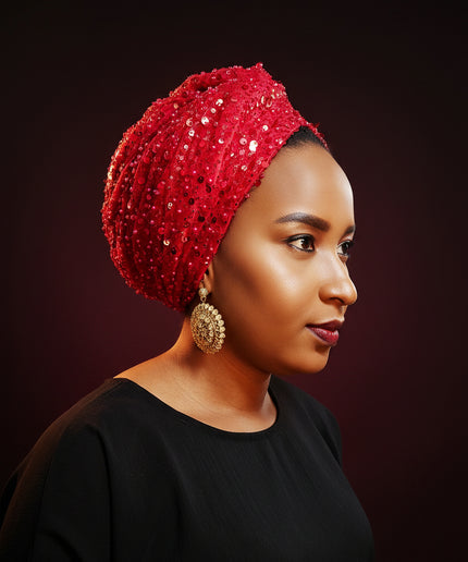 Turban pailleté - Rouge