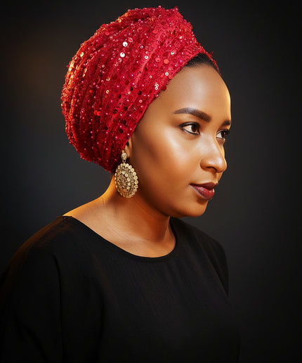 Turban pailleté - Rouge