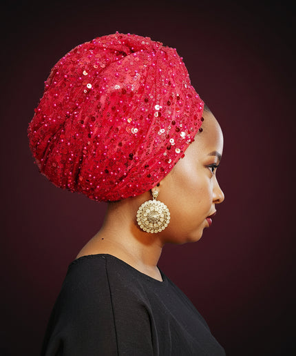 Turban pailleté - Rouge