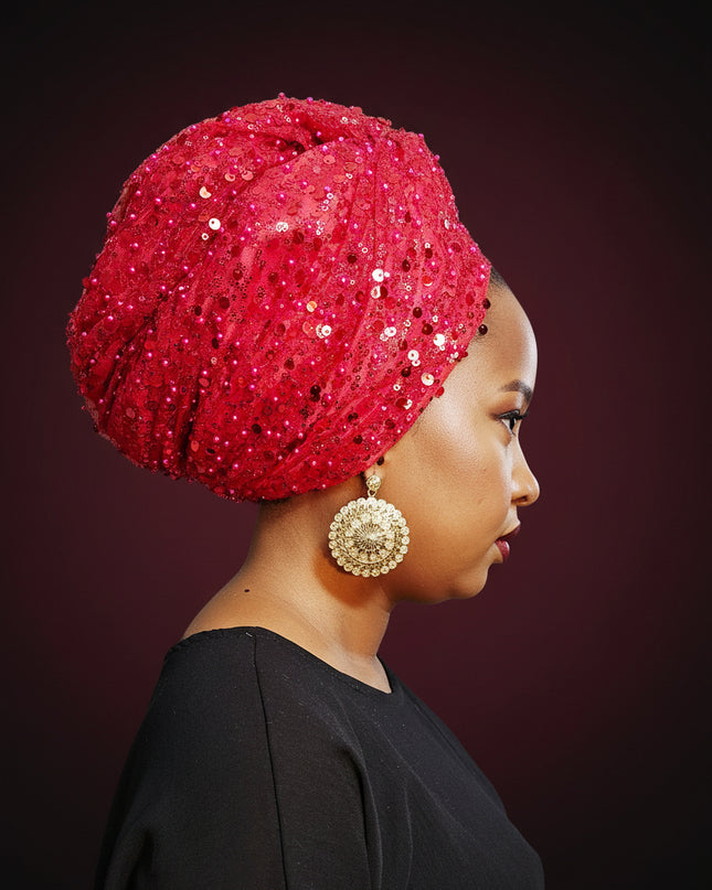 Turban pailleté - Rouge