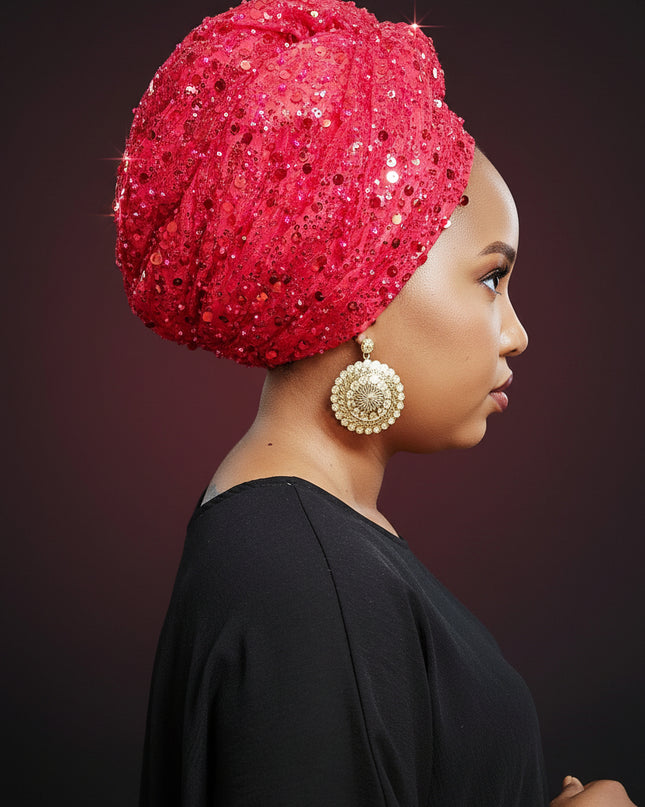 Turban pailleté - Rouge