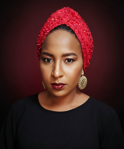 Turban pailleté - Rouge