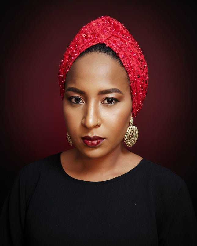 Turban pailleté - Rouge