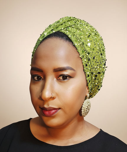Turban pailleté - Vert