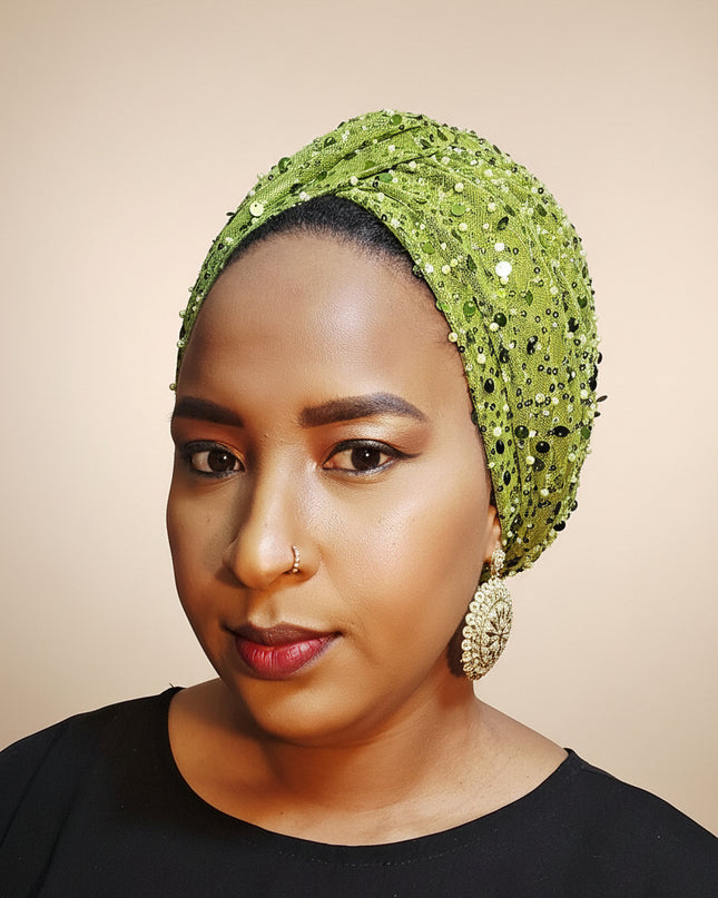 Turban pailleté - Vert
