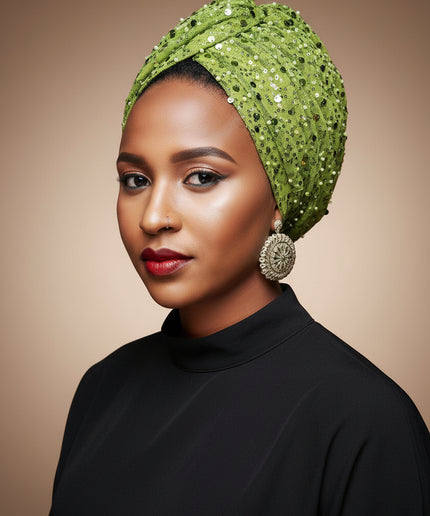 Turban pailleté - Vert