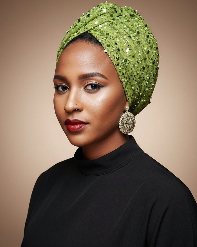 Turban pailleté - Vert