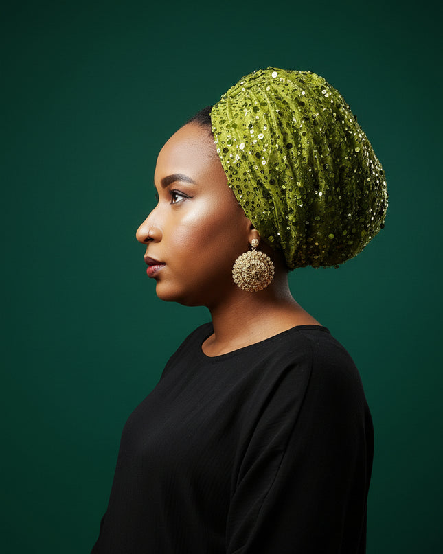Turban pailleté - Vert