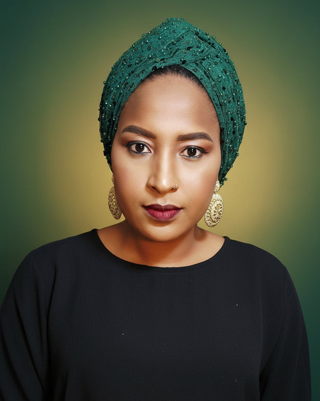 Turban pailleté - Vert emeraude