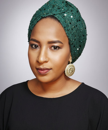 Turban pailleté - Vert emeraude