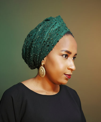 Turban pailleté - Vert emeraude