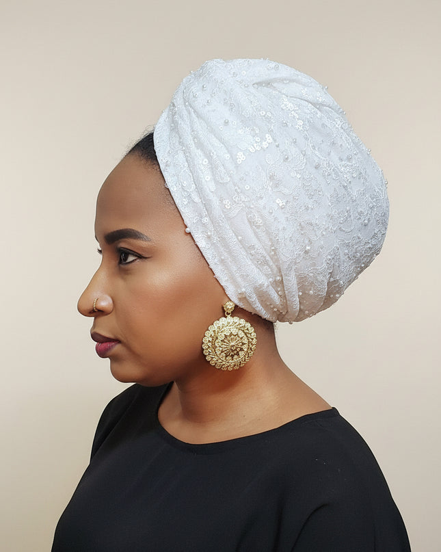 Turban pailleté - Blanc