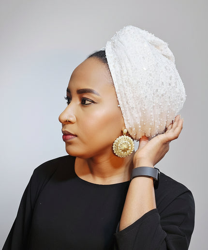 Turban pailleté - Blanc