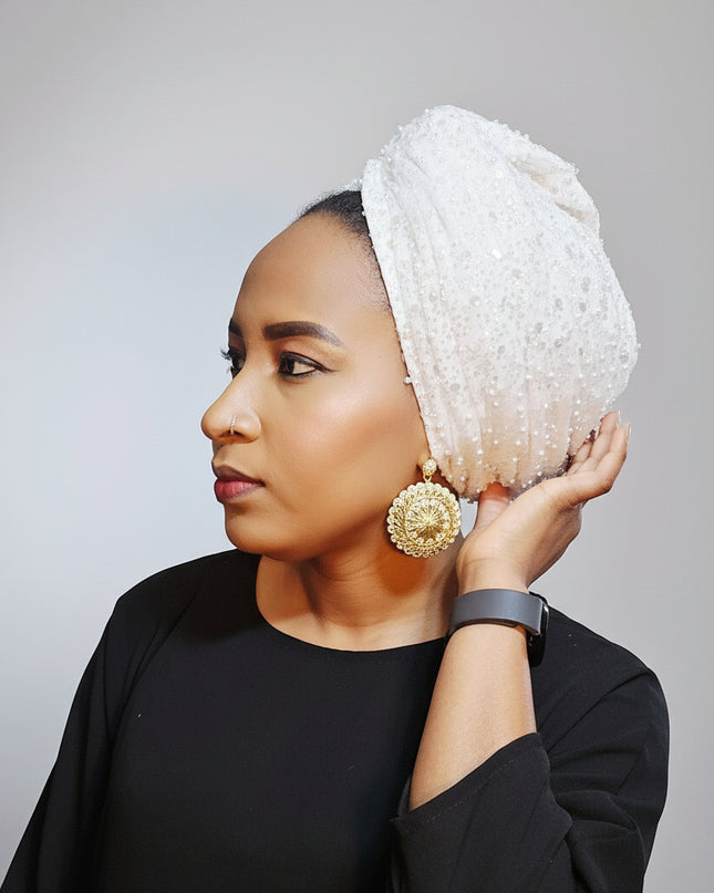 Turban pailleté - Blanc