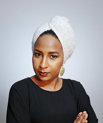 Turban pailleté - Blanc