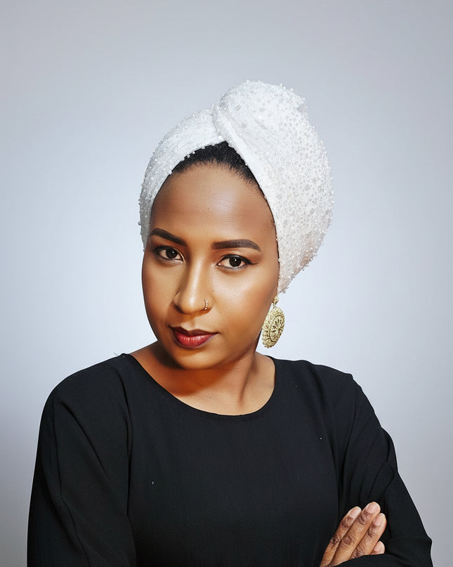 Turban pailleté - Blanc