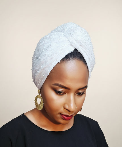 Turban pailleté - Blanc