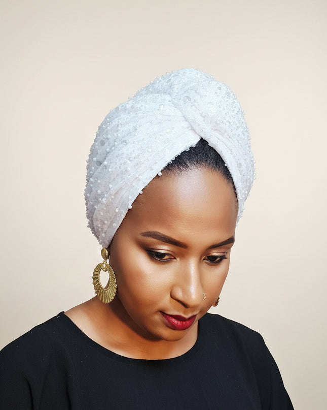 Turban pailleté - Blanc