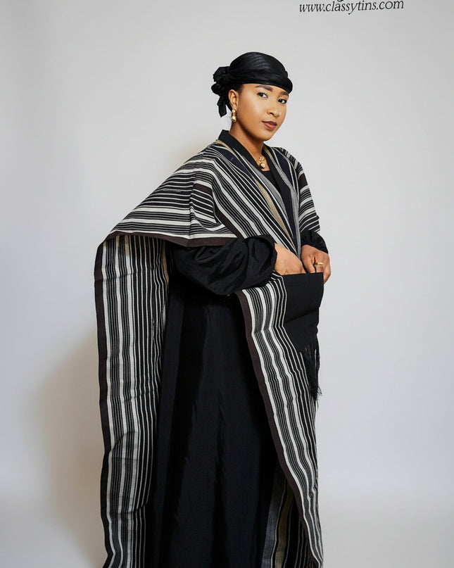 Robe aso oké kimono ouvert - Rayé