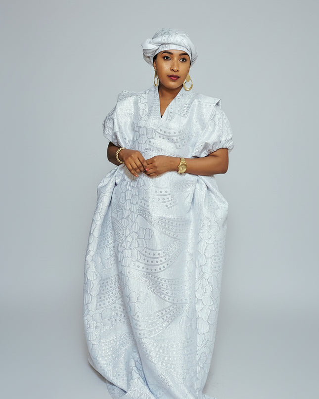 Brocart buga nigérian - blanc