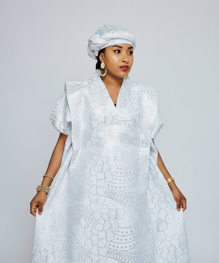Brocart buga nigérian - blanc