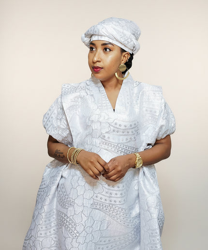 Brocart buga nigérian - blanc