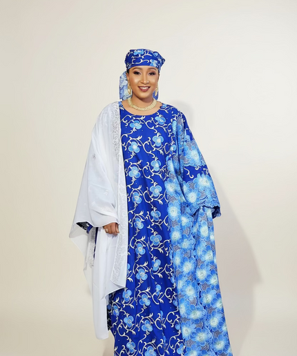 Dentelle nigeriane safiha - Bleu