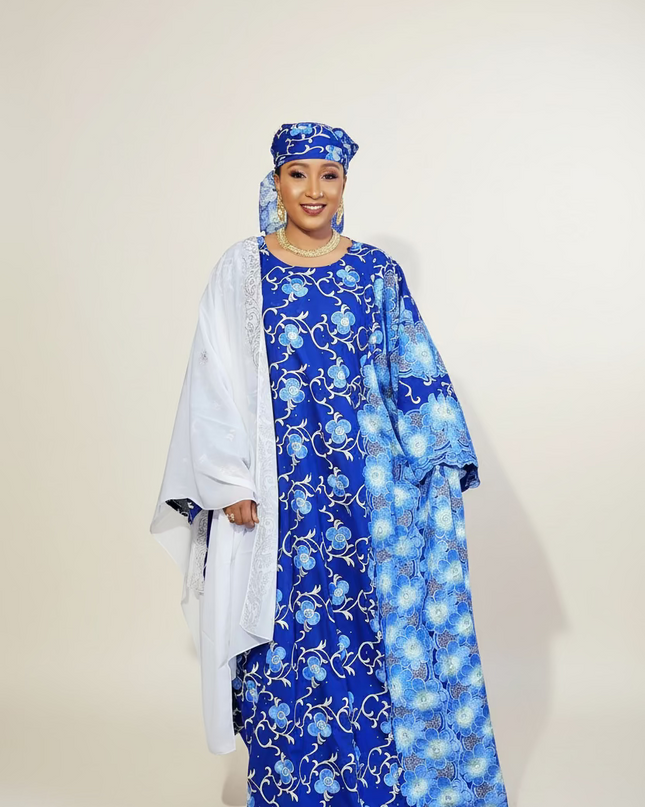 Dentelle nigeriane safiha - Bleu
