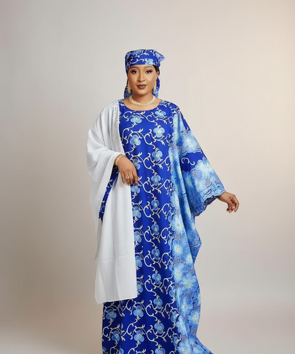 Dentelle nigeriane safiha - Bleu