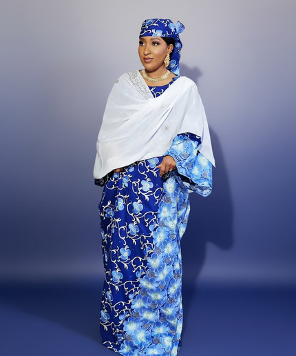 Dentelle nigeriane safiha - Bleu