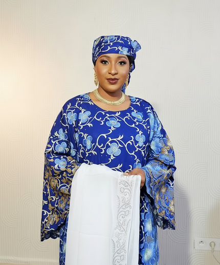 Dentelle nigeriane safiha - Bleu