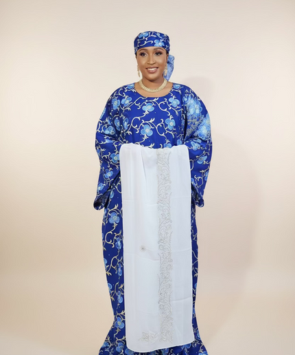 Dentelle nigeriane safiha - Bleu