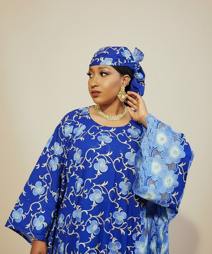 Dentelle nigeriane safiha - Bleu