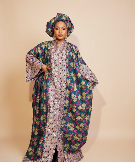 Dentelle nigeriane namira - Bleu fuchsia