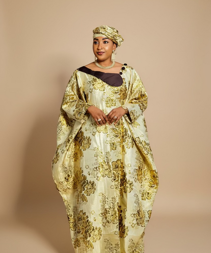 Boubou brocart meena - Marron gold