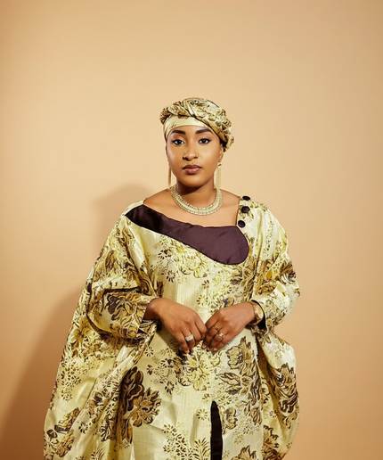 Boubou brocart meena - Marron gold