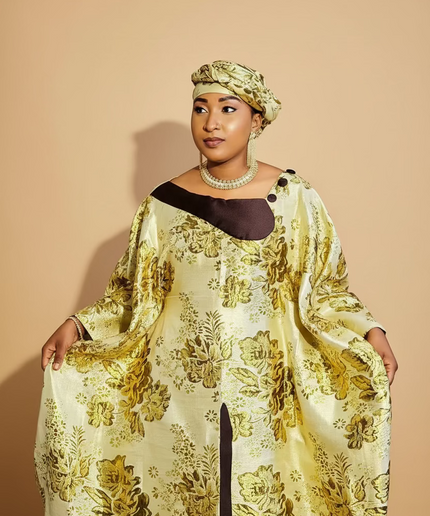 Boubou brocart meena - Marron gold
