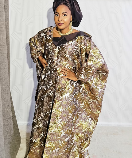 Boubou brocart meena - Marron