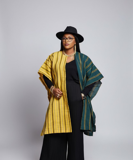 Midi kimono aso oke - Jaune vert