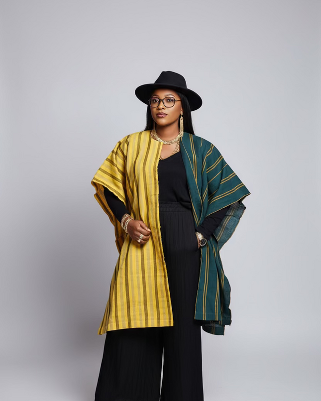 Midi kimono aso oke - Jaune vert