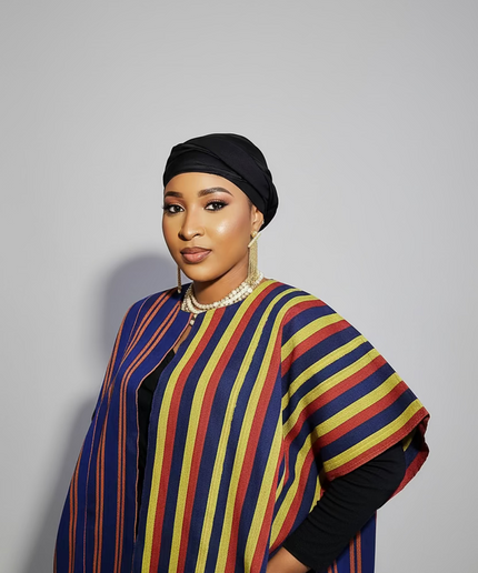 Midi kimono aso oke - Bleu rayé
