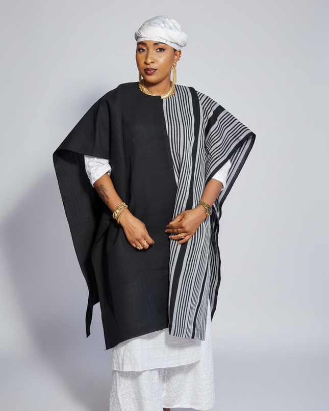 Midi kimono aso oke - Noir