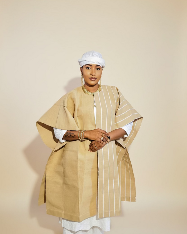 Midi kimono aso oke - Beige