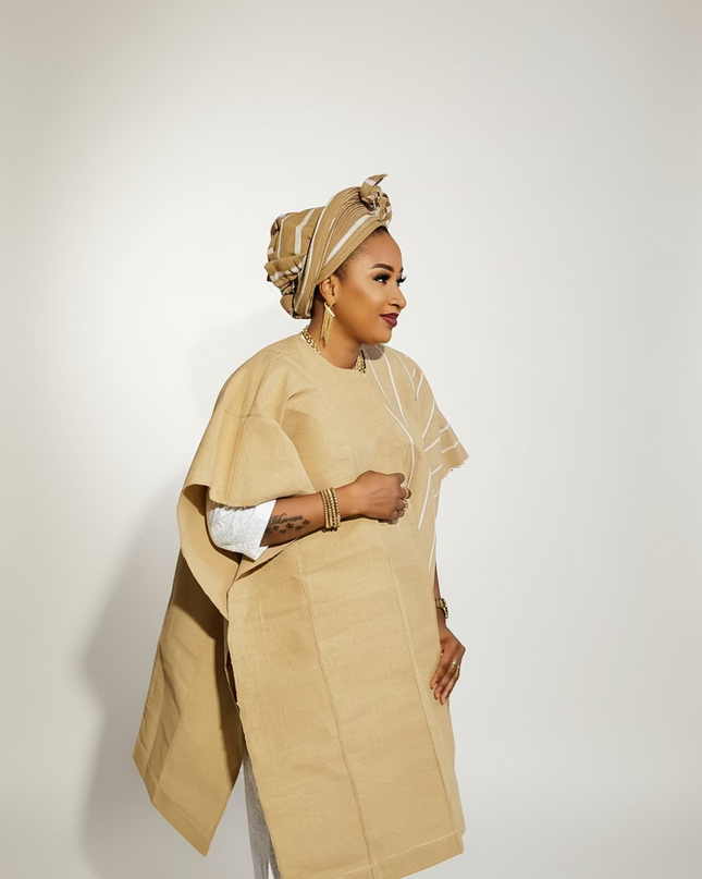Midi kimono aso oke - Beige