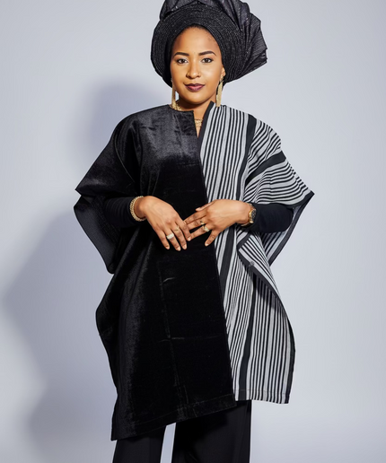 Midi kimono aso oke - Noir
