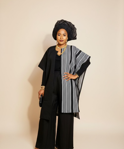 Midi kimono aso oke - Noir