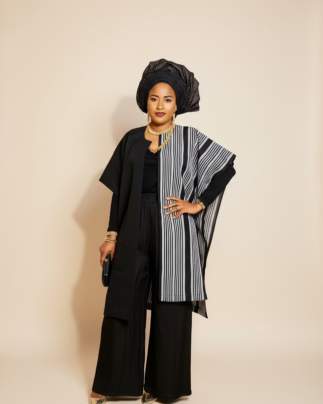 Midi kimono aso oke - Noir