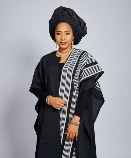 Midi kimono aso oke - Noir