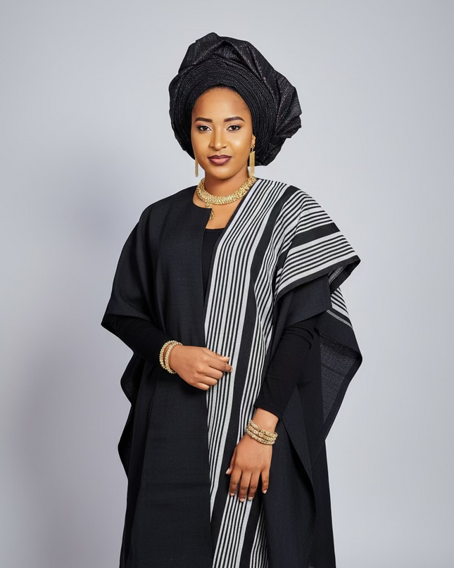 Midi kimono aso oke - Noir