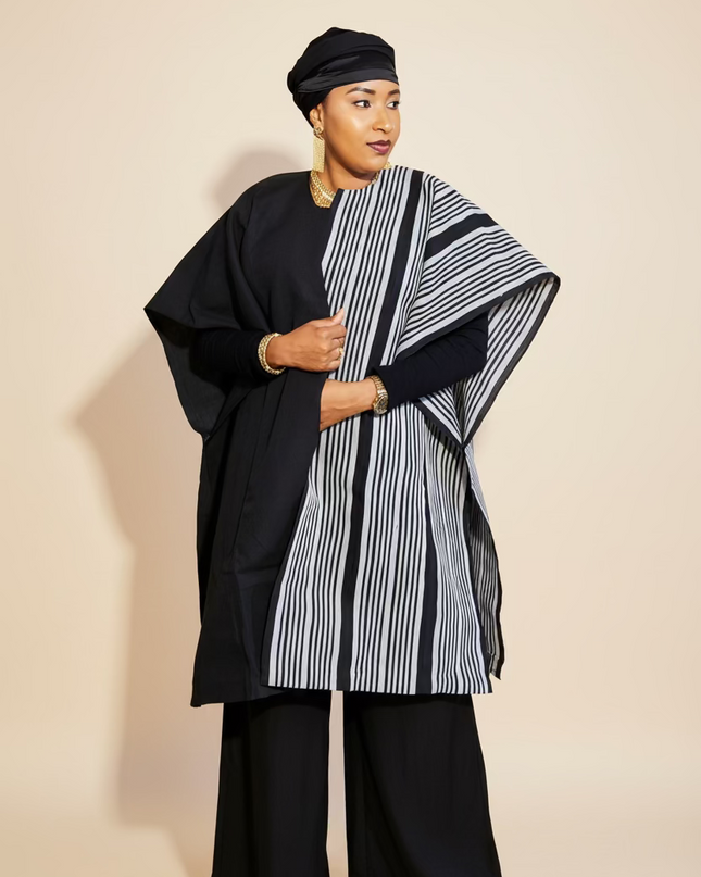 Midi kimono aso oke - Noir